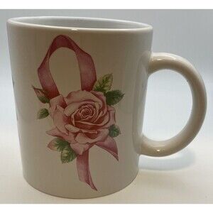 VTG 1997 Avon Breast Cancer Awareness Crusade Pink Ribbon With Rose Mug 10oz